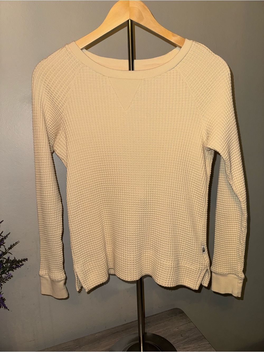 The North Face Cream Waffle-Knit Long Sleeve Top